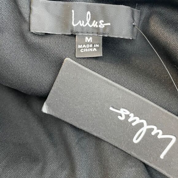 Lulu’s Black Feather Together Satin Wide Leg Jumpsuit Medium - Picture 12 of 16